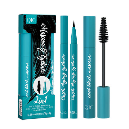 QIC Green Box 2in1 Eyeliner + Mascara Set Waterproof and Smudge-free Long, Thick and Curled Makeup