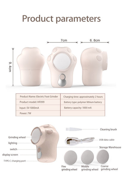 Cat claw electric pedicure foot grinding dead skin remover automatic rechargeable callus foot grinding pedicure