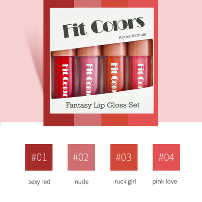 Fit Colors Matte Velvet Moisturizing Lip Gloss Lip Glaze Lipstick 4 Travel Small Set