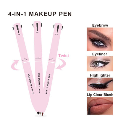 4 In 1 Eyebrow Pencil Waterproof Drawing Eye Brow Makeup Pen Long-Wear Eyeliner Eyebrow Highlighter Stick Makeup Cosmetic Tool