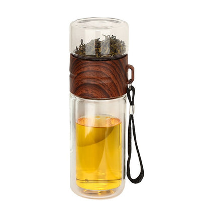 JOUDOO Tea Infuser Filter Double Wall Glass Sport Water Tumbler Portable High-temperature Transparent Water Cup Office Cup 35