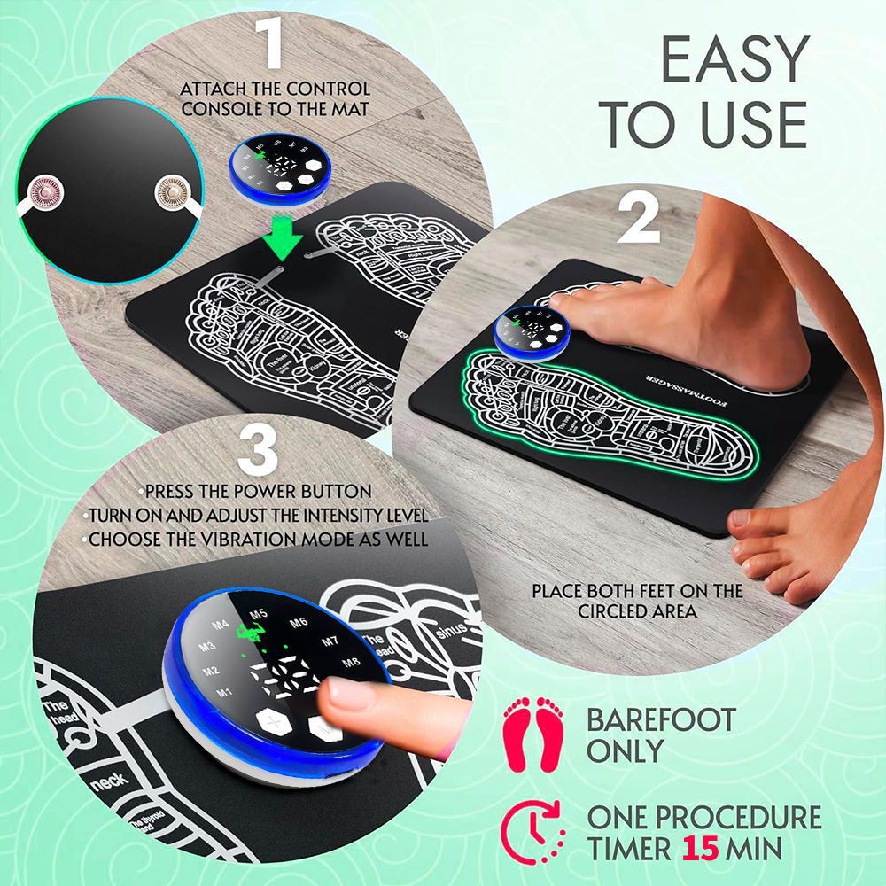 Ems Foot Stimulator Muscle Blood Circulation Feet Leg Relax Pain Relief Usb Foot Massager Mat