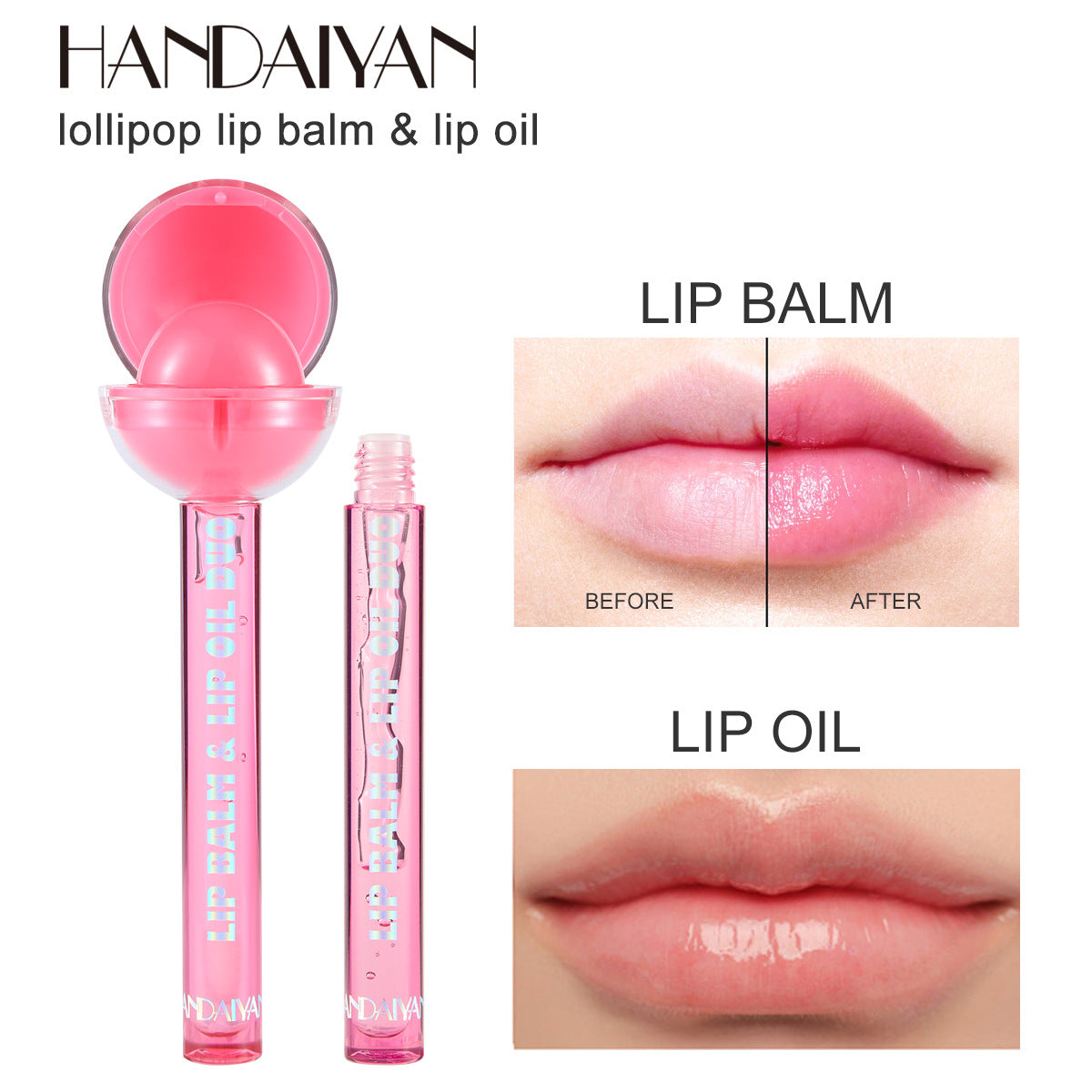 HANDAIYAN  Dual-Use Lollipop Color-Changing Lip Balm Lipstick Moisturizing Lip Oil Lip Gloss