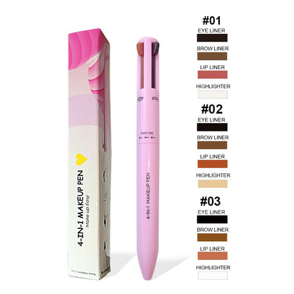 4 In 1 Eyebrow Pencil Waterproof Drawing Eye Brow Makeup Pen Long-Wear Eyeliner Eyebrow Highlighter Stick Makeup Cosmetic Tool