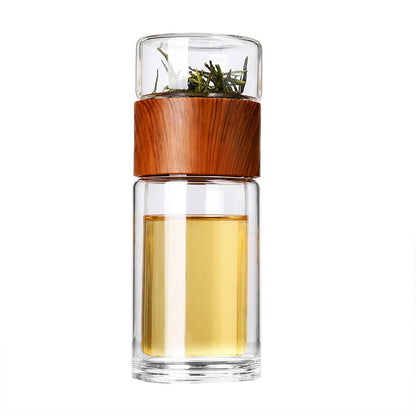 JOUDOO Tea Infuser Filter Double Wall Glass Sport Water Tumbler Portable High-temperature Transparent Water Cup Office Cup 35