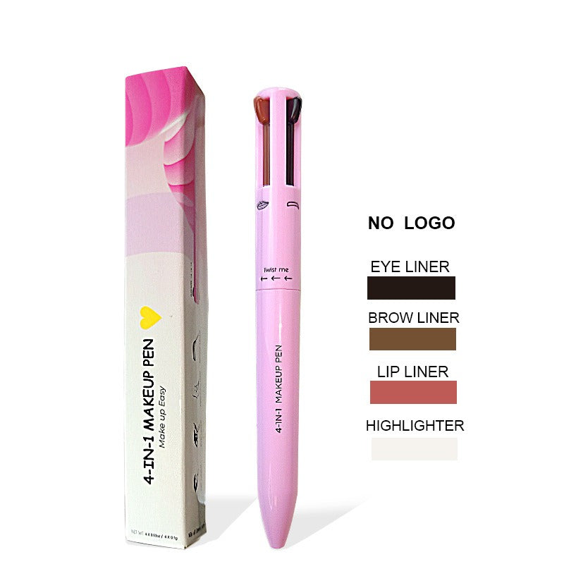 4 In 1 Eyebrow Pencil Waterproof Drawing Eye Brow Makeup Pen Long-Wear Eyeliner Eyebrow Highlighter Stick Makeup Cosmetic Tool