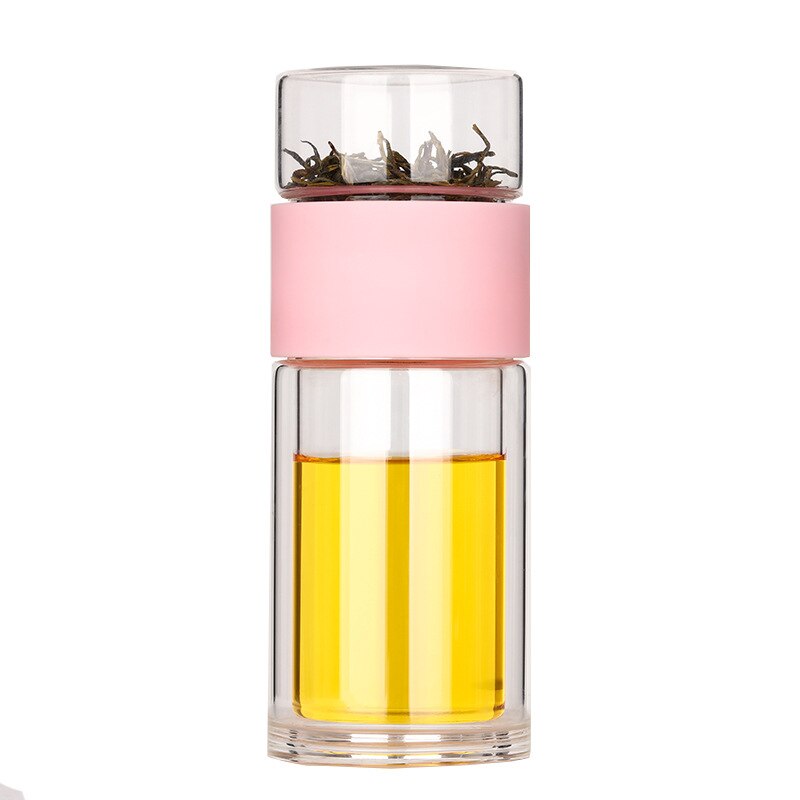 JOUDOO Tea Infuser Filter Double Wall Glass Sport Water Tumbler Portable High-temperature Transparent Water Cup Office Cup 35