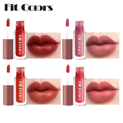 Fit Colors Matte Velvet Moisturizing Lip Gloss Lip Glaze Lipstick 4 Travel Small Set