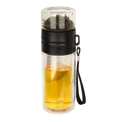 JOUDOO Tea Infuser Filter Double Wall Glass Sport Water Tumbler Portable High-temperature Transparent Water Cup Office Cup 35