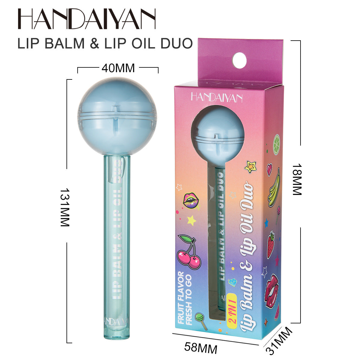 HANDAIYAN  Dual-Use Lollipop Color-Changing Lip Balm Lipstick Moisturizing Lip Oil Lip Gloss