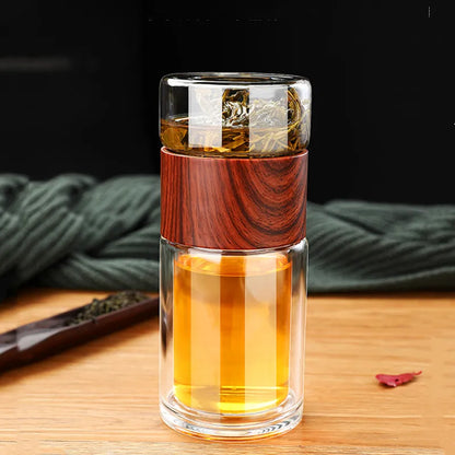 Portable Double Wall Glass Tea Mug Coffee Travel Cup Infuser Drink Bottle Tumbler Drinkware Eco-Friendly