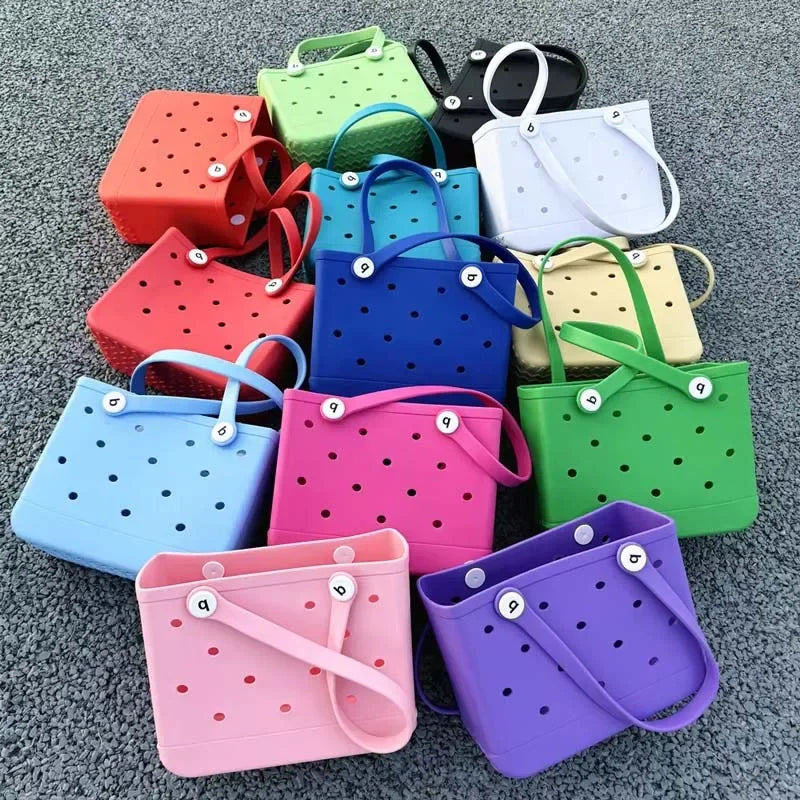 Small Bogg Bag Mini Childs Beach Rubber Tote Bags Waterproof Sandproof Summer Storage Basket Women Shopping Bag Kid Beach Bag