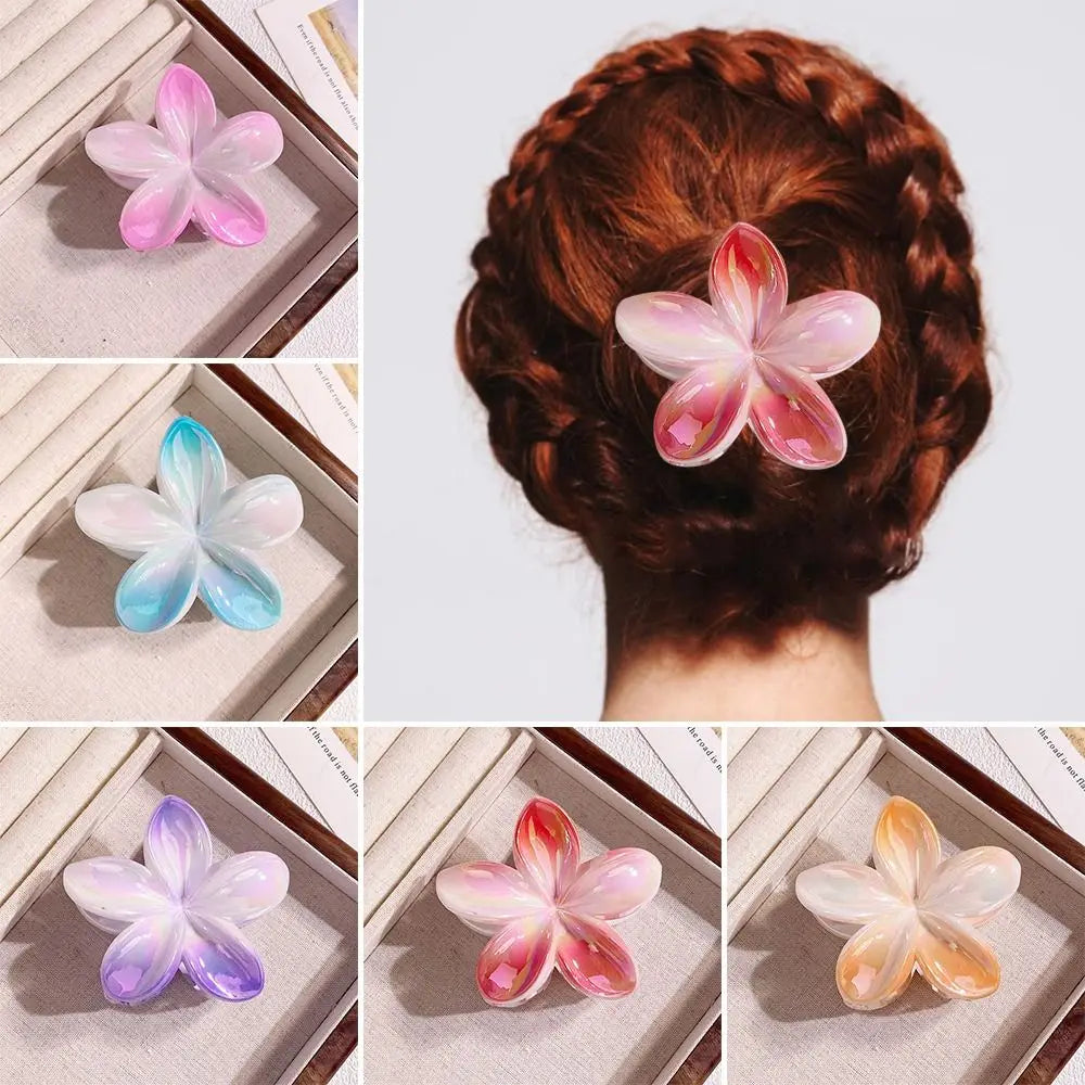 Simple Style Egg Flower Hair Clip Fashion Hair Accessories Gradient Color Ponytail Hairpin Headwear Transparent Shark Clip