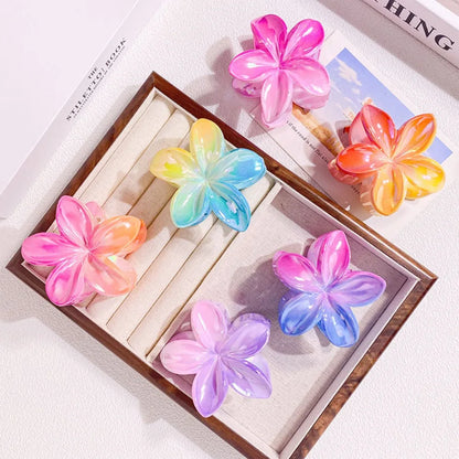 Simple Style Egg Flower Hair Clip Fashion Hair Accessories Gradient Color Ponytail Hairpin Headwear Transparent Shark Clip